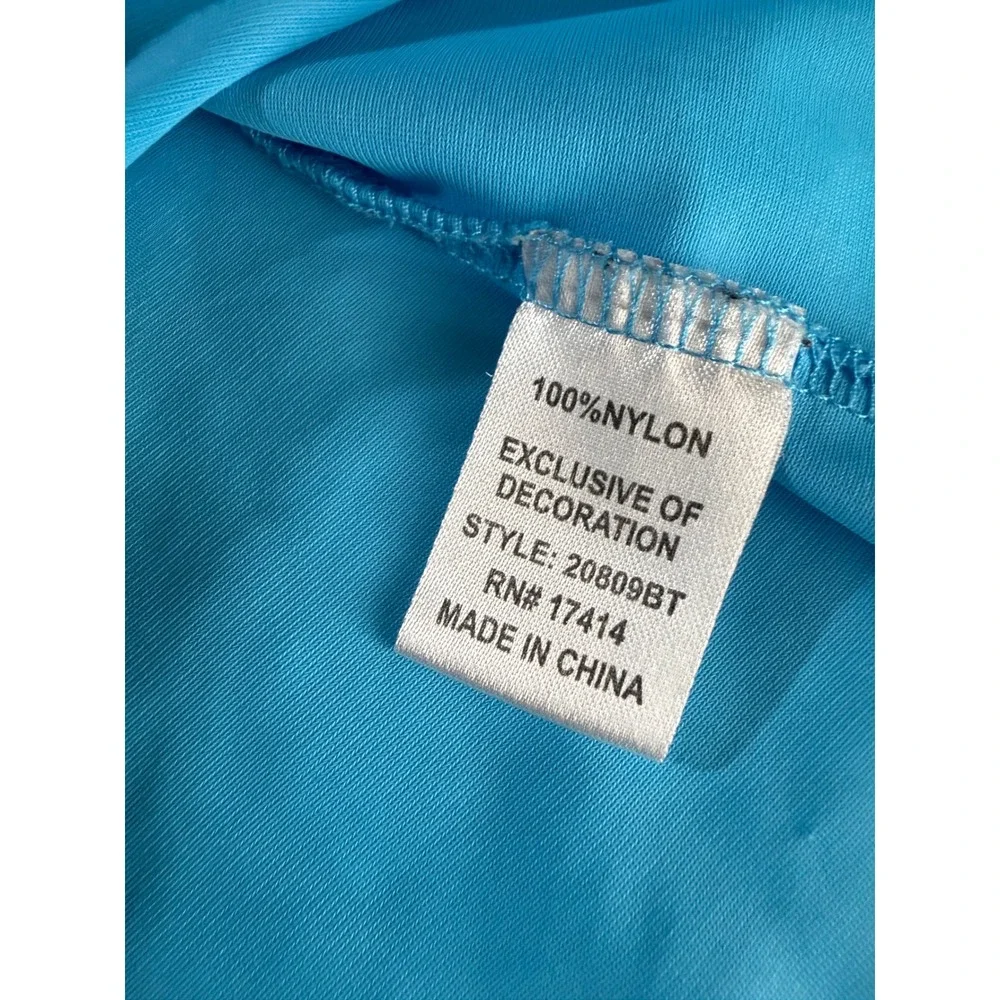 VTG Miss Elaine Classics Blue Floral Embroidered Nylon Nightgown XL 20809BT‎